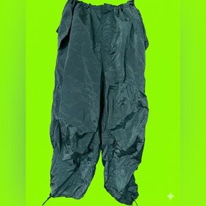 Almost Famous Dark Teal Cargo-Style Parachute Pants!